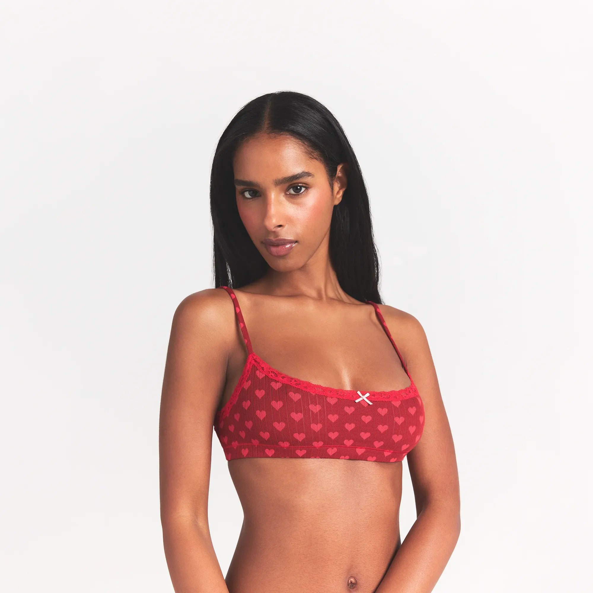 LIGHTWEIGHT COTTON POINTELLE SCOOP BRALETTE | BRICK HEART HALFDROP
