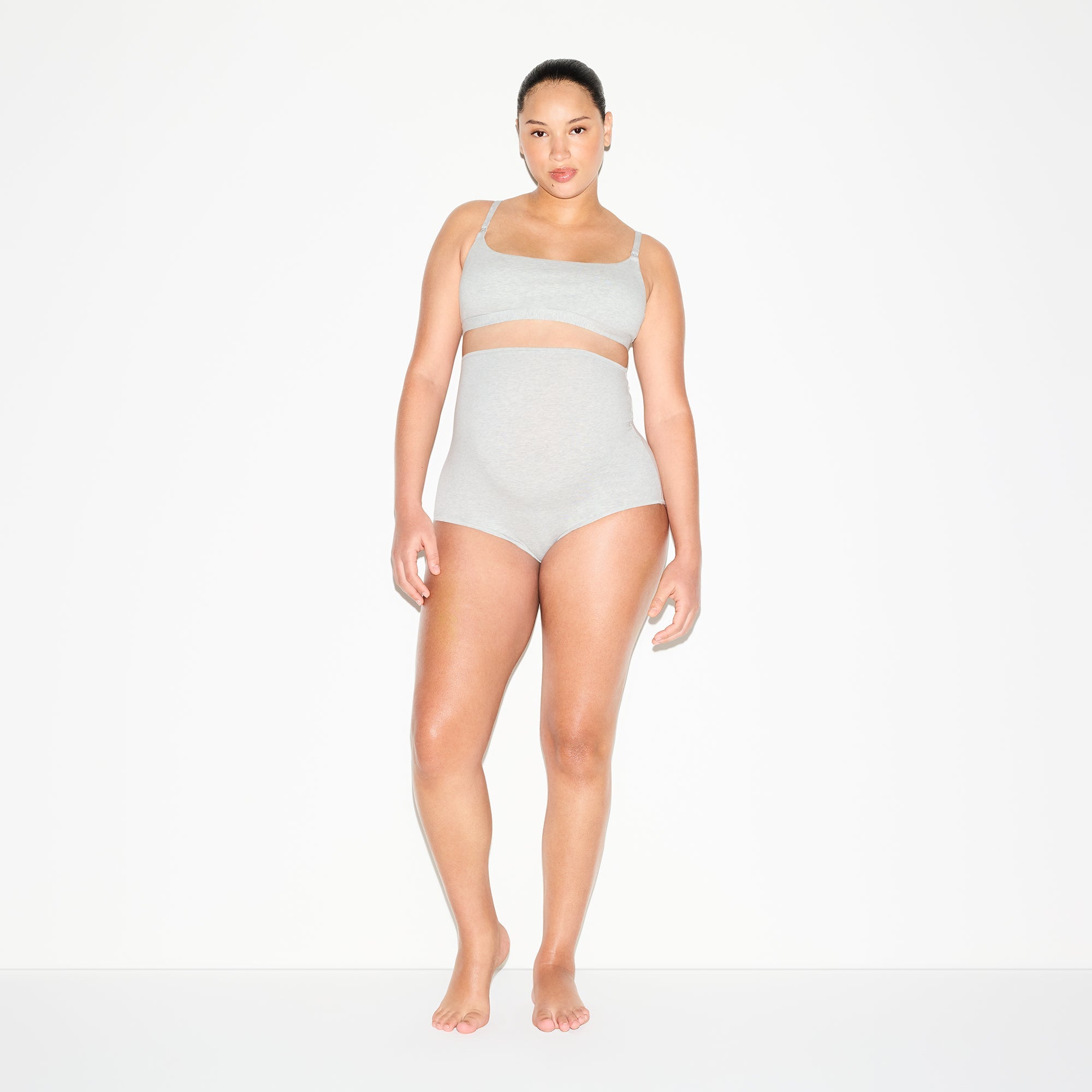 COTTON JERSEY MATERNITY NURSING SCOOP BRALETTE 2-PACK | LIGHT HEATHER GREY