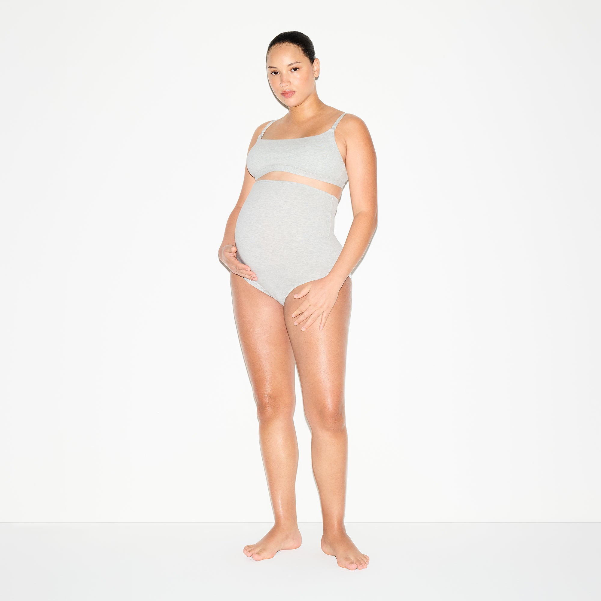 COTTON JERSEY MATERNITY NURSING SCOOP BRALETTE 2-PACK | LIGHT HEATHER GREY