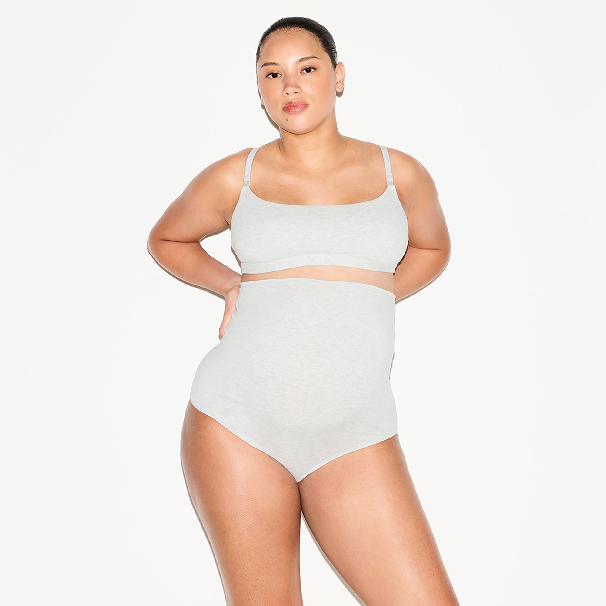 COTTON JERSEY MATERNITY NURSING SCOOP BRALETTE 2-PACK | LIGHT HEATHER GREY