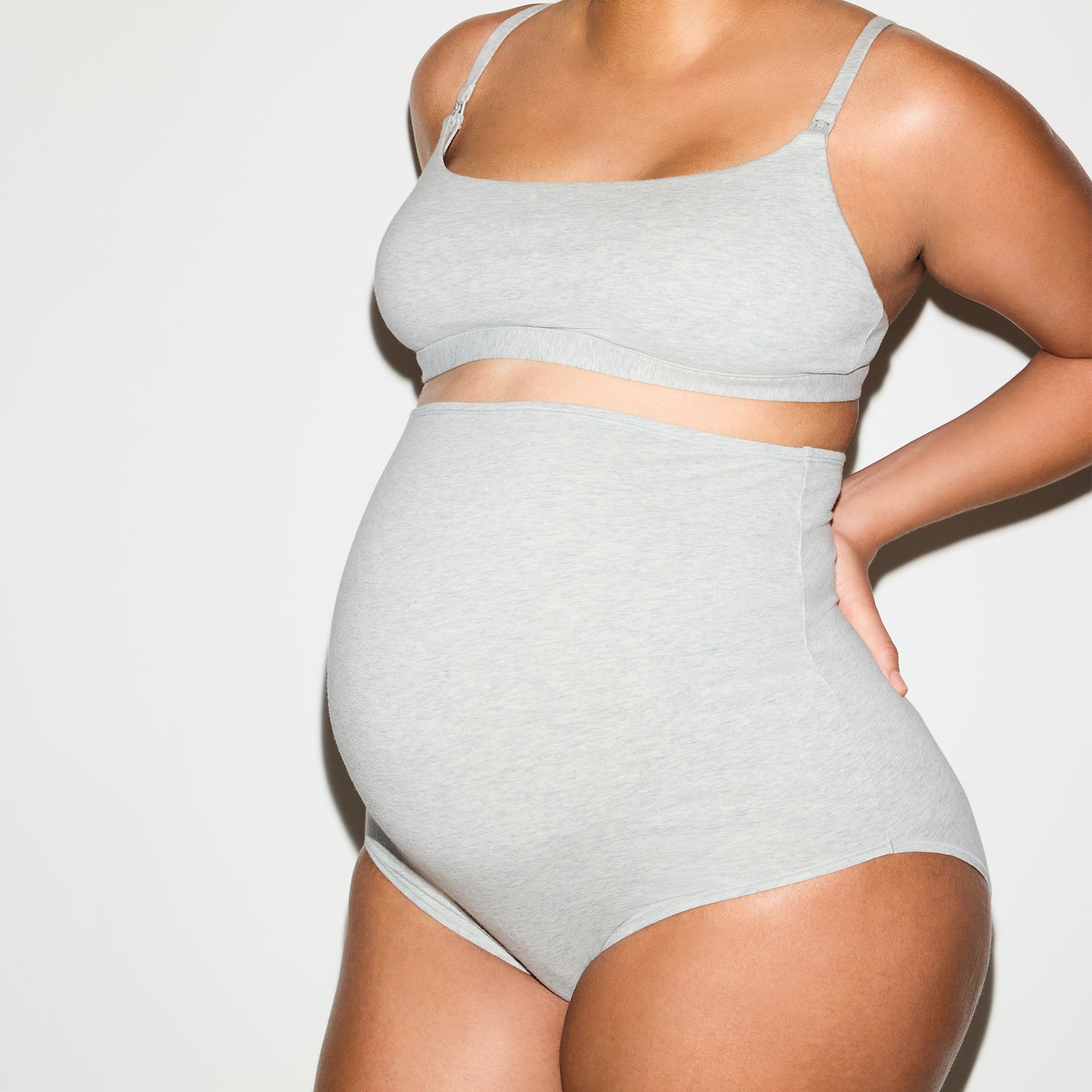 COTTON JERSEY MATERNITY NURSING SCOOP BRALETTE 2-PACK | LIGHT HEATHER GREY