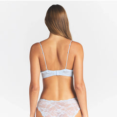 STRETCH LACE RUFFLE UNLINED BRA | POWDER BLUE