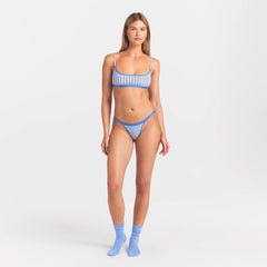 LIGHTWEIGHT COTTON LOGO PICOT SCOOP BRALETTE | ARCTIC GINGHAM