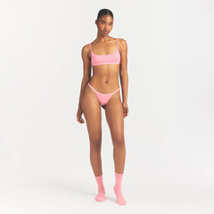 LIGHTWEIGHT COTTON LOGO PICOT SCOOP BRALETTE | MELON TONAL