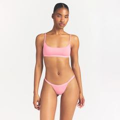 LIGHTWEIGHT COTTON LOGO PICOT SCOOP BRALETTE | MELON TONAL