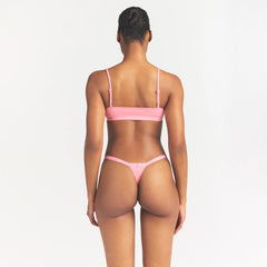 LIGHTWEIGHT COTTON LOGO PICOT SCOOP BRALETTE | MELON TONAL