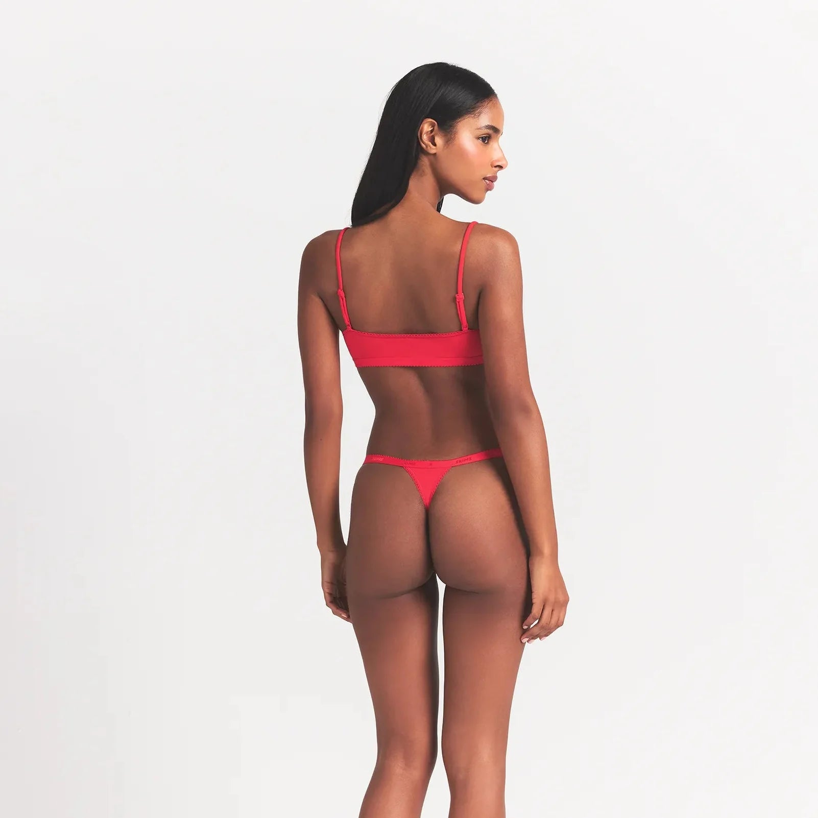 LIGHTWEIGHT COTTON LOGO PICOT SCOOP BRALETTE | RUBY TONAL