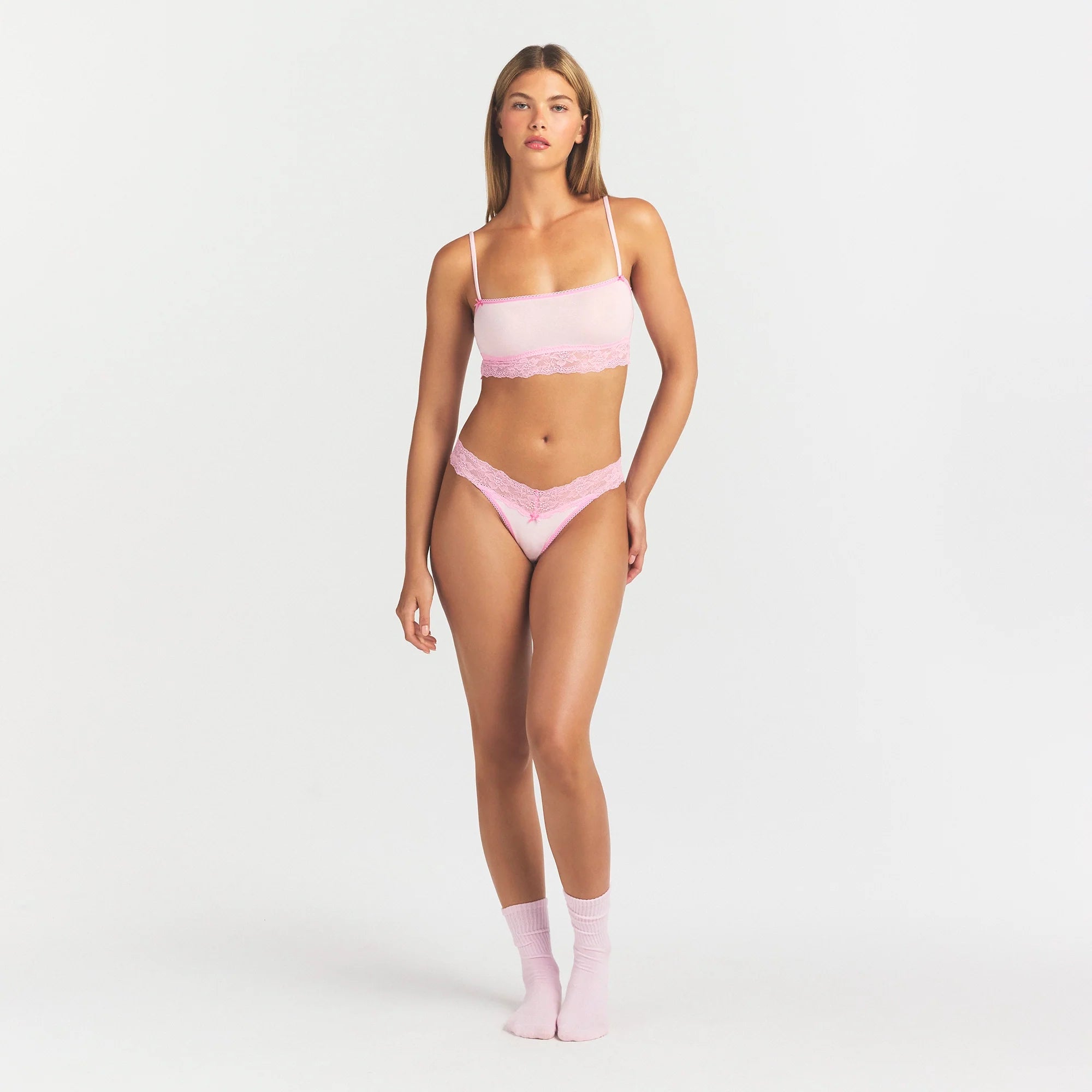 LIGHTWEIGHT COTTON STRAIGHT NECK BRALETTE | CHERRY BLOSSOM TONAL