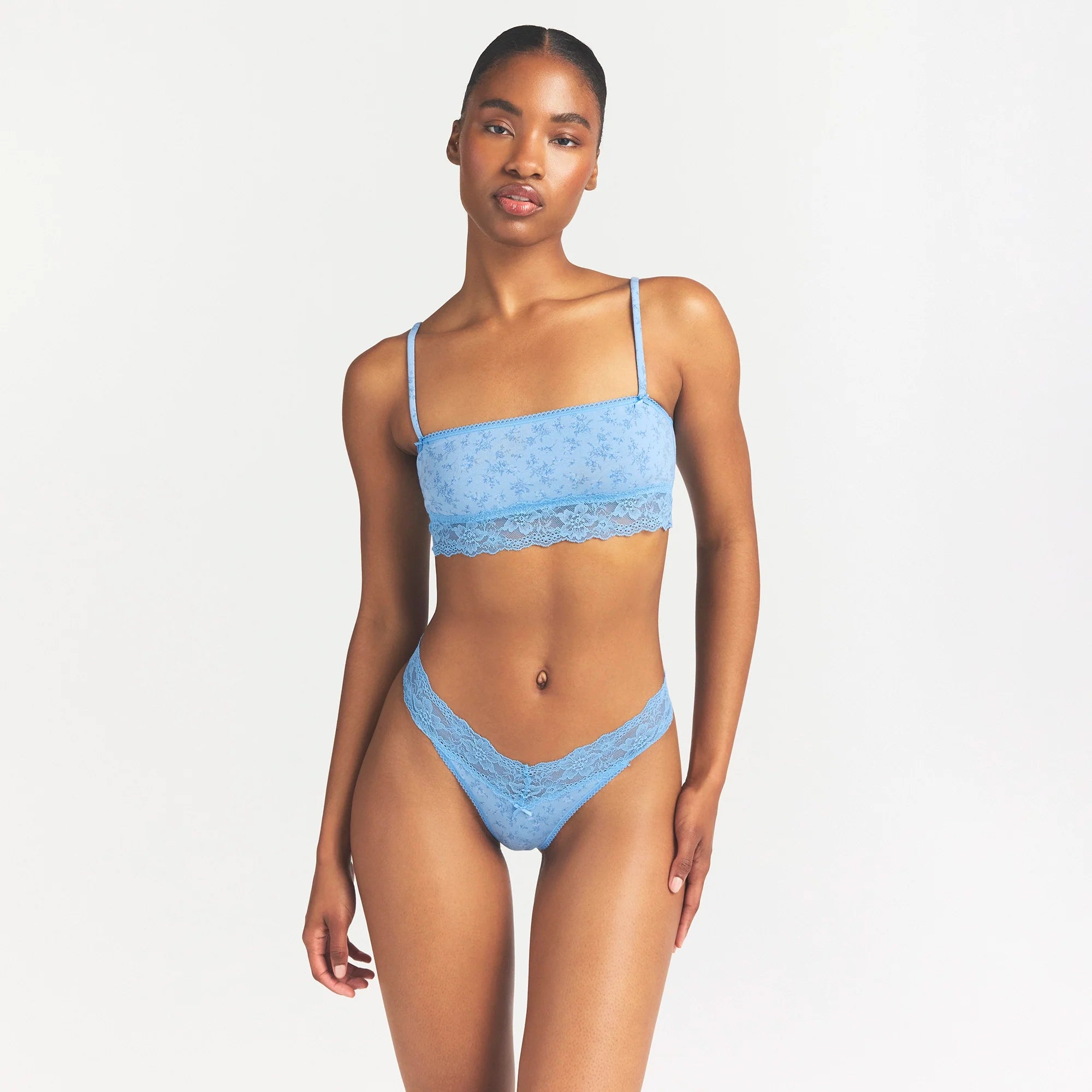 LIGHTWEIGHT COTTON STRAIGHT NECK BRALETTE | SURF DAINTY FLORAL PRINT