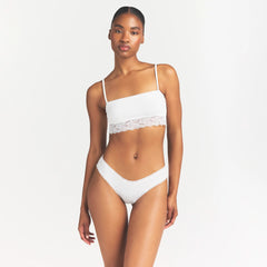 LIGHTWEIGHT COTTON STRAIGHT NECK BRALETTE | SNOW