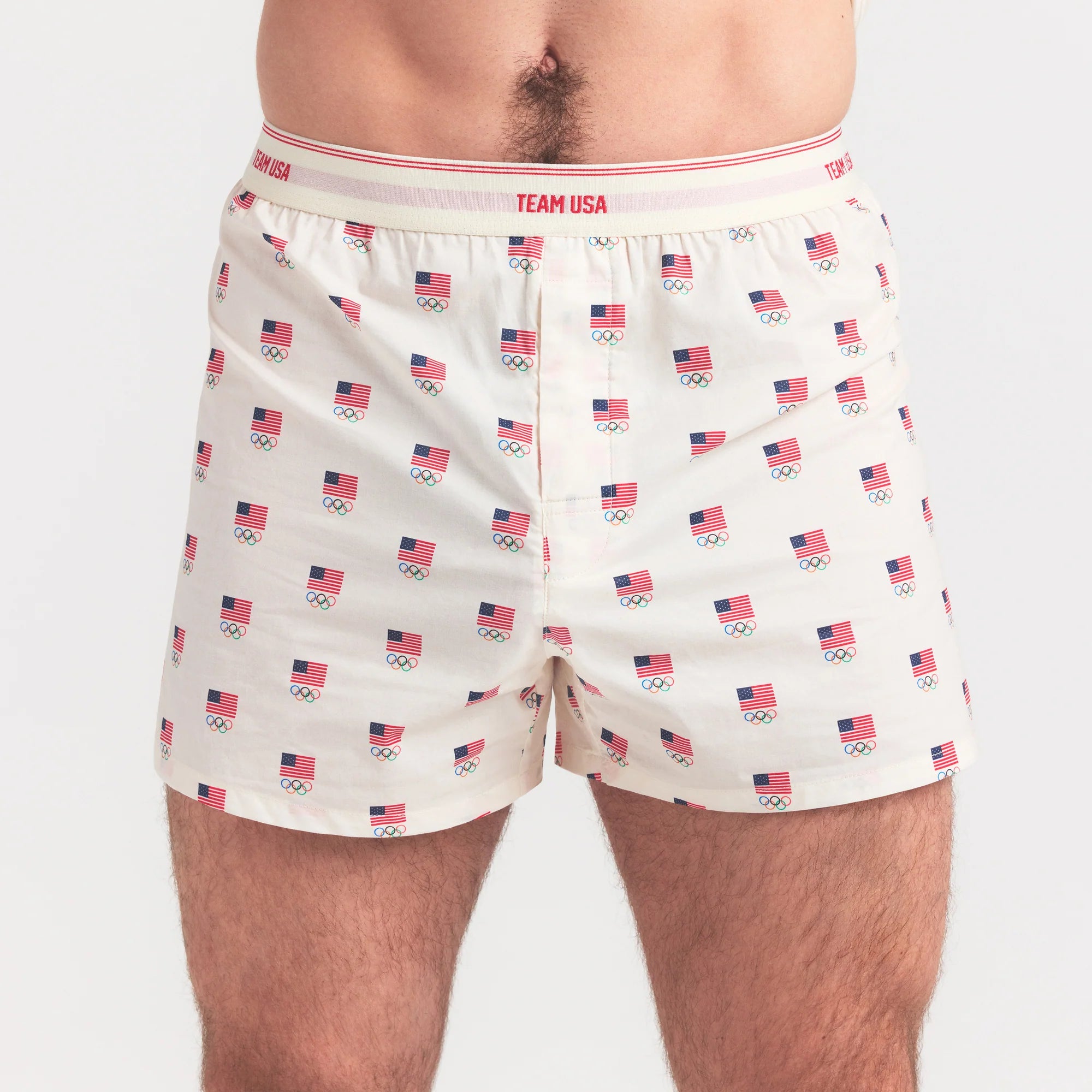 SKIMS FOR TEAM USA COTTON POPLIN MENS OLYMPIC BOXER | ECRU