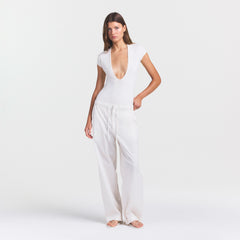 COTTON JERSEY DEEP PLUNGE BODYSUIT | MARBLE