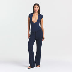 COTTON JERSEY DEEP PLUNGE BODYSUIT | NAVY