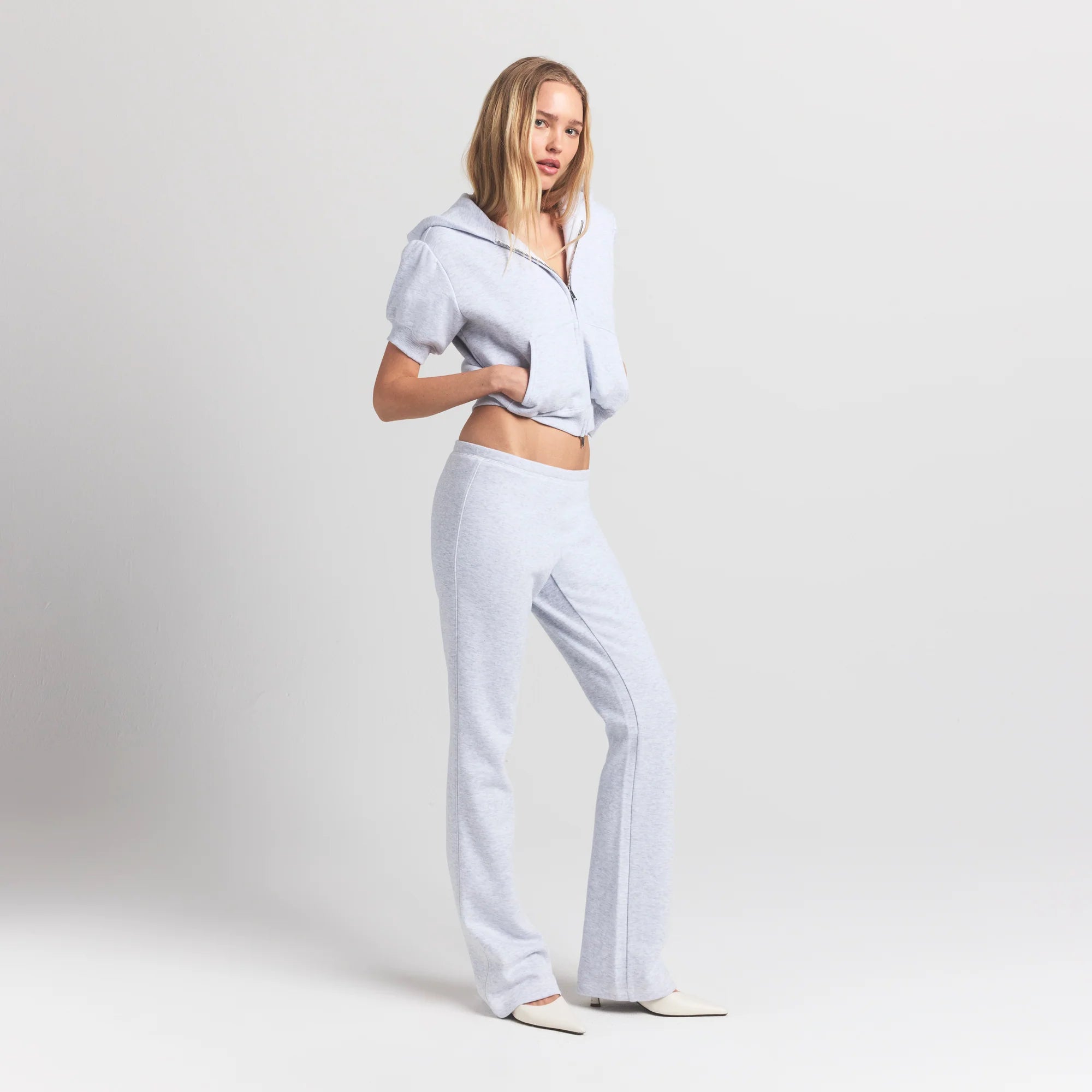 COTTON FLEECE SLIM PANT | LIGHT HEATHER GREY