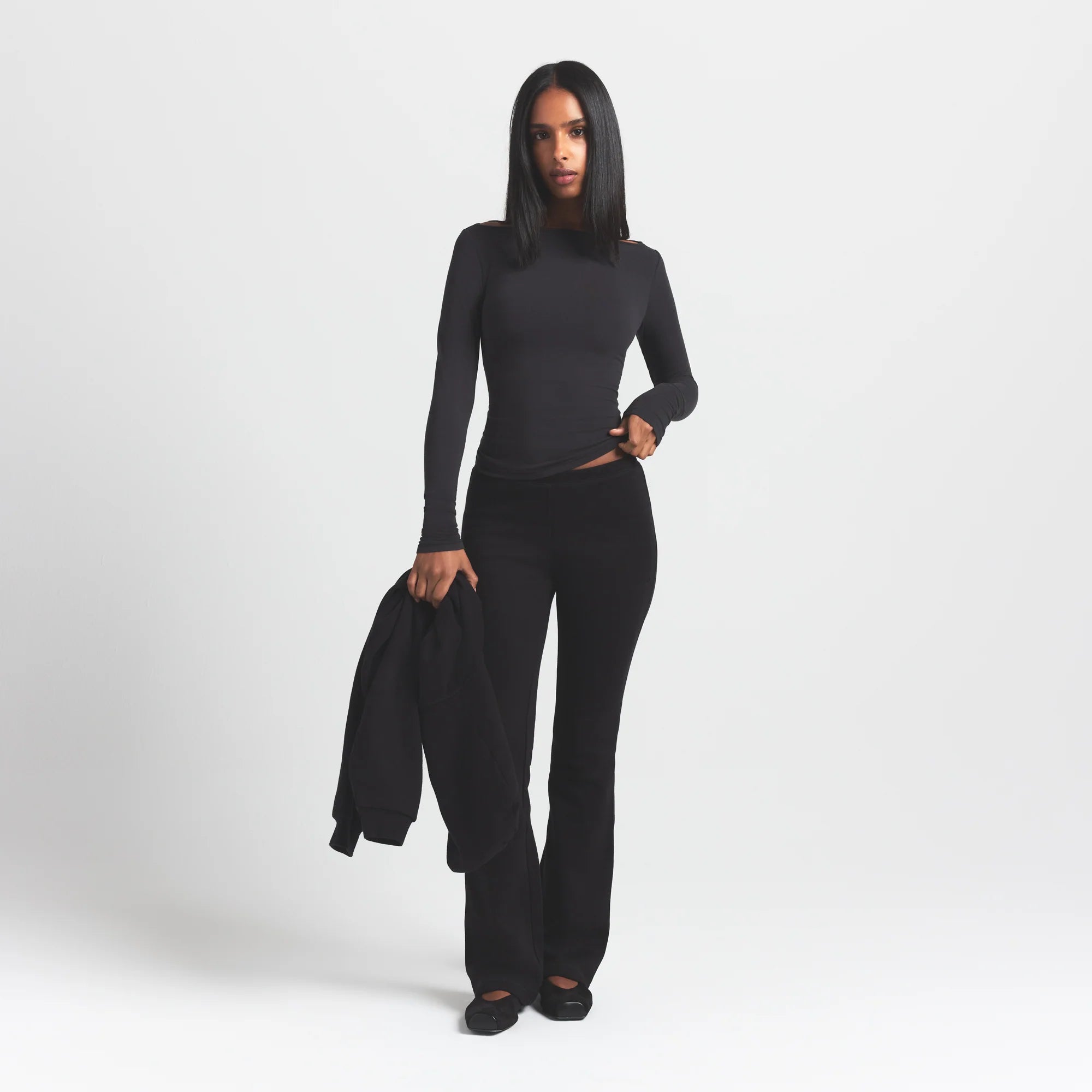 COTTON FLEECE SLIM PANT | ONYX