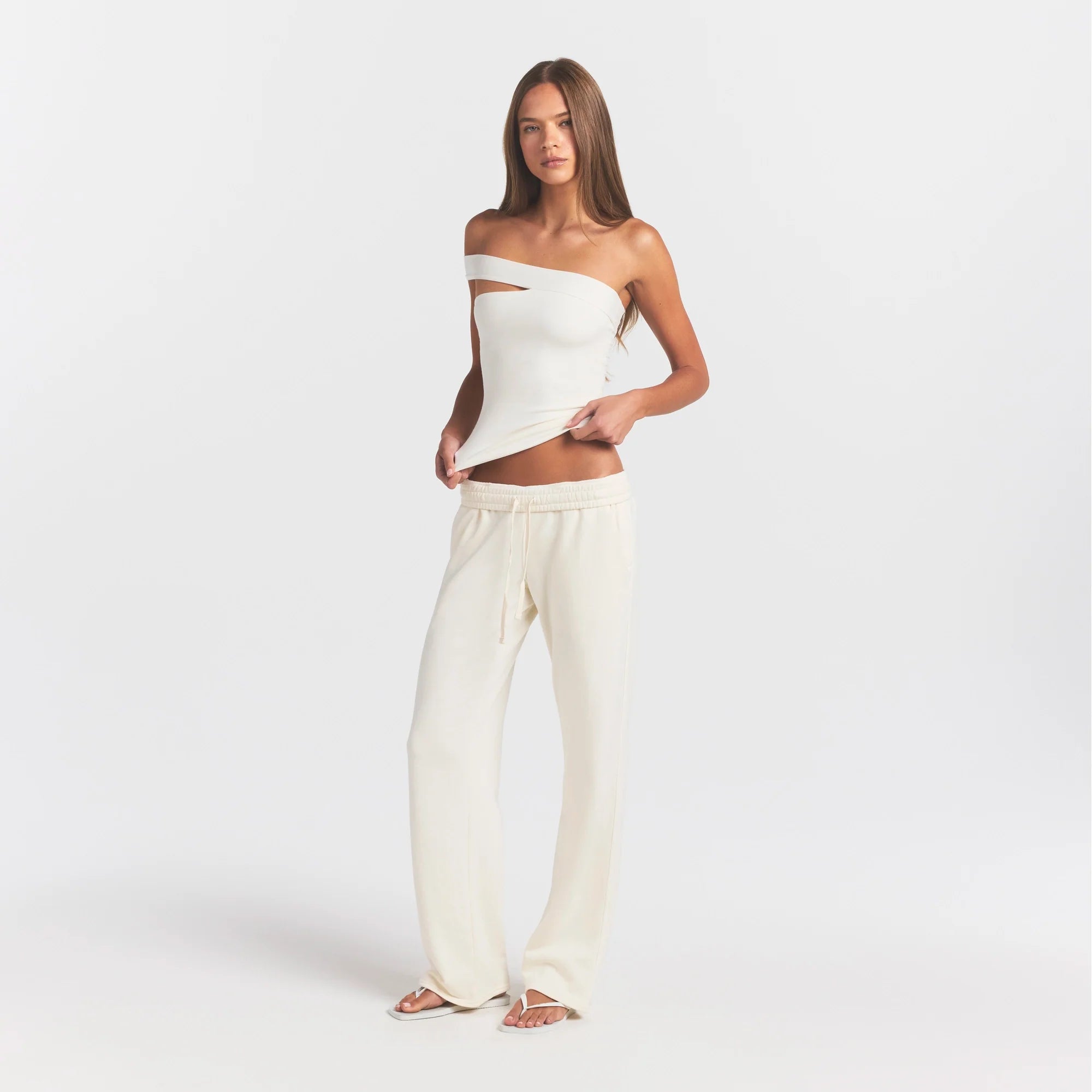 FRENCH TERRY STRAIGHT LEG PANT | ECRU