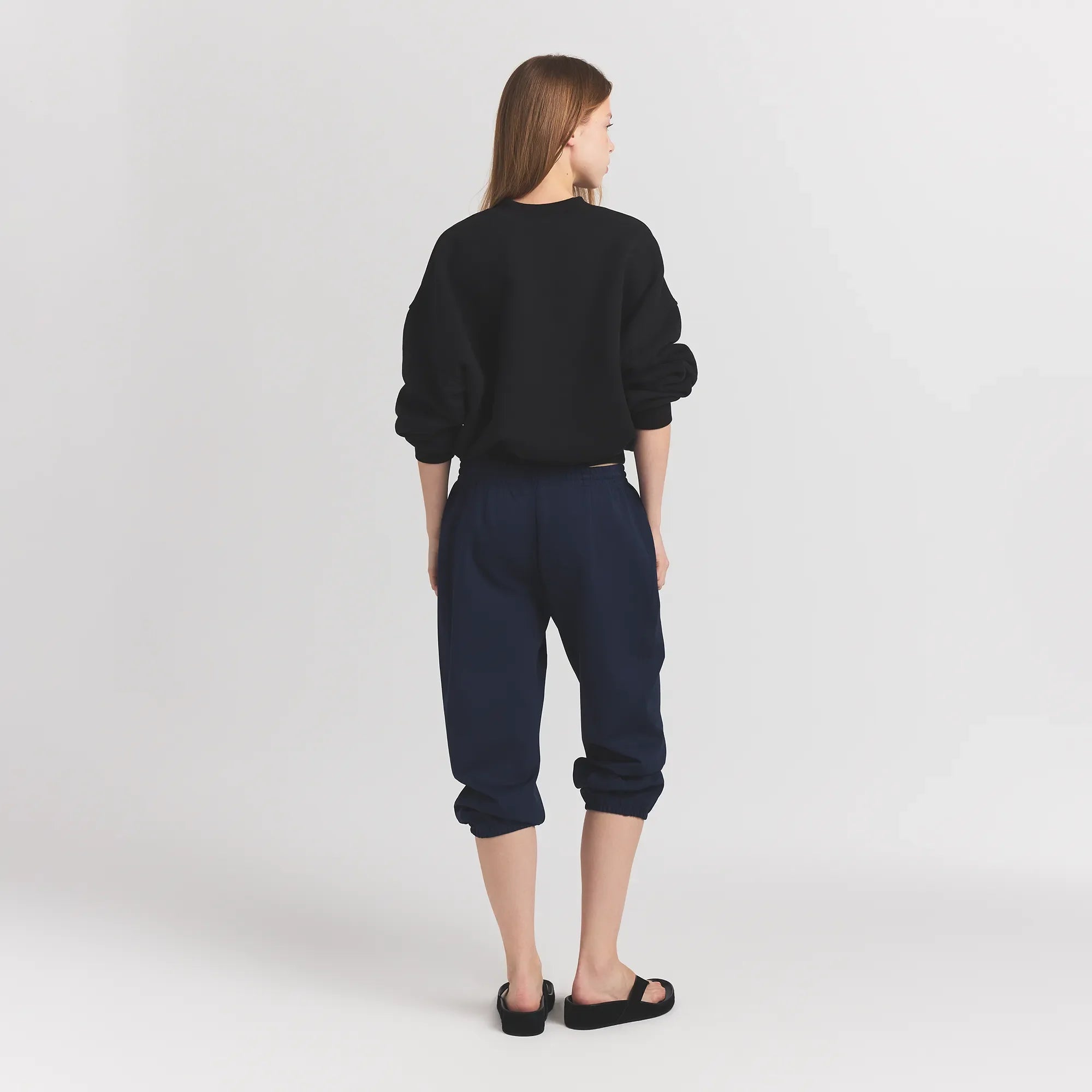 HEAVYWEIGHT CREPE CROPPED JOGGER | NAVY
