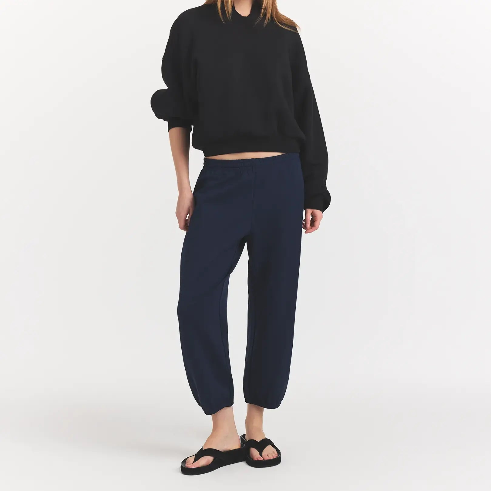 HEAVYWEIGHT CREPE CROPPED JOGGER | NAVY