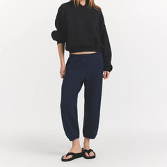 HEAVYWEIGHT CREPE CROPPED JOGGER | NAVY