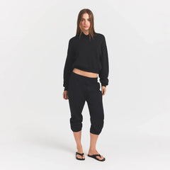 HEAVYWEIGHT CREPE CROPPED JOGGER | OBSIDIAN