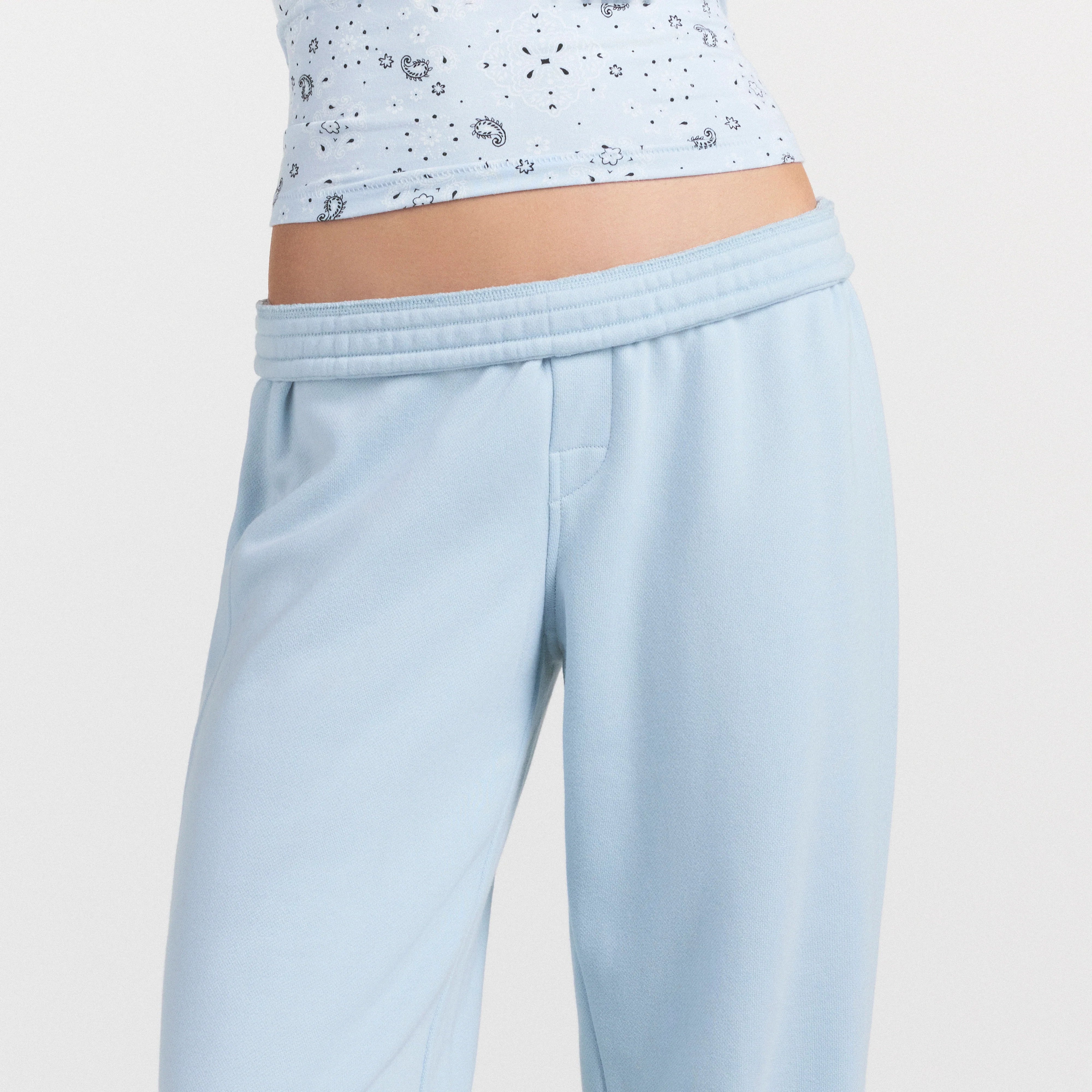 DRAPEY FRENCH TERRY CROPPED JOGGER | POWDER BLUE