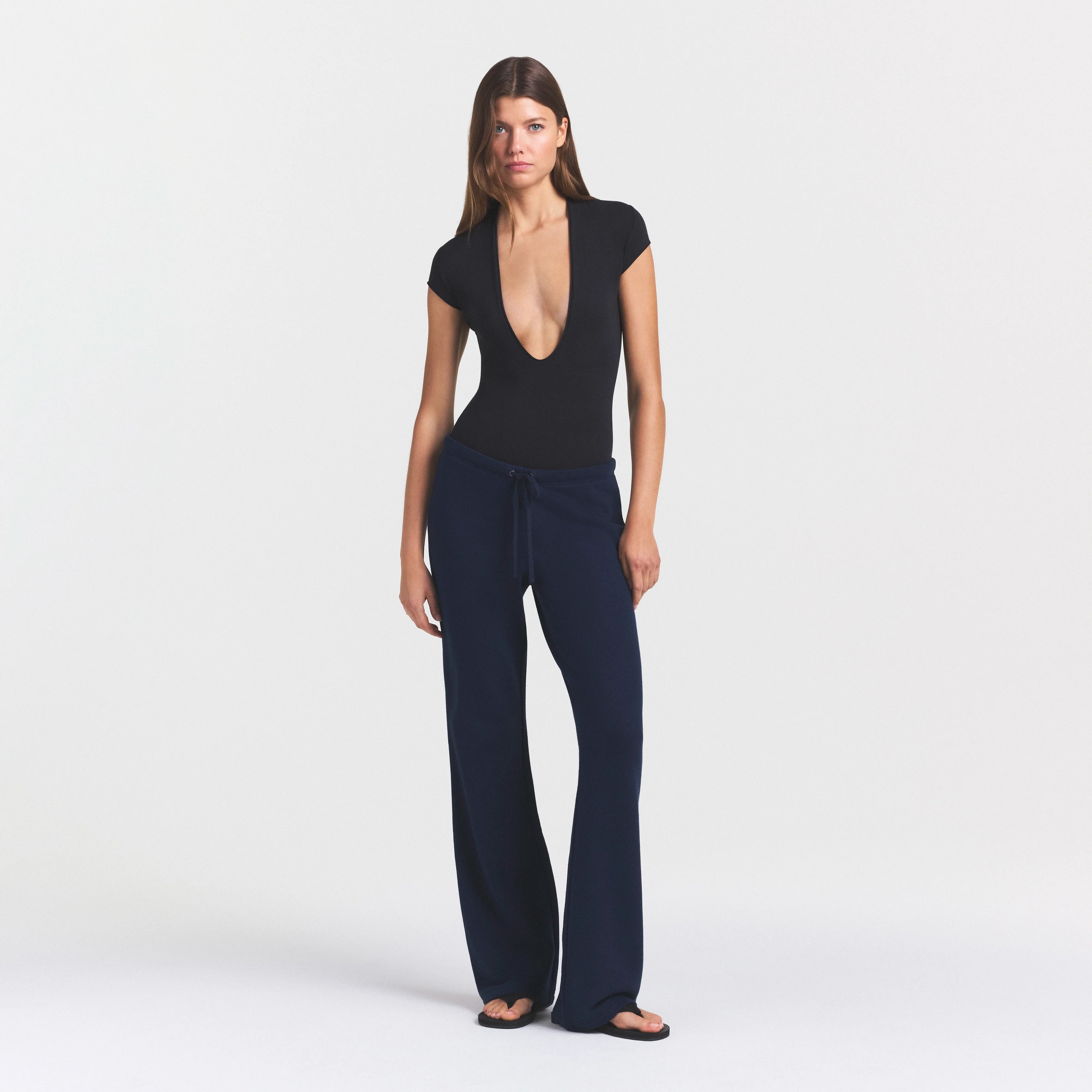 DRAPEY FRENCH TERRY STRAIGHT LEG PANT | NAVY