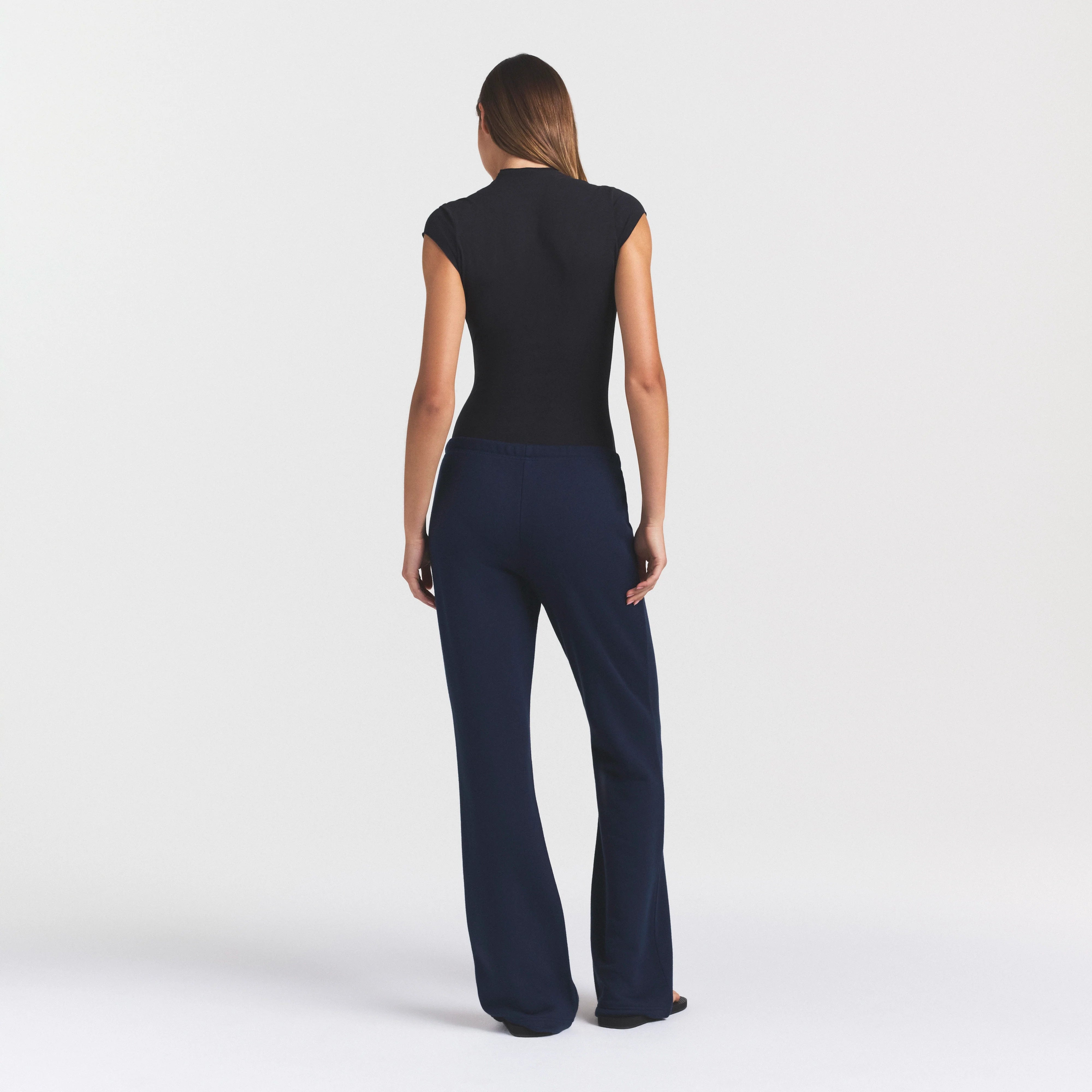 DRAPEY FRENCH TERRY STRAIGHT LEG PANT | NAVY