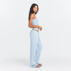 DRAPEY FRENCH TERRY STRAIGHT LEG PANT | POWDER BLUE