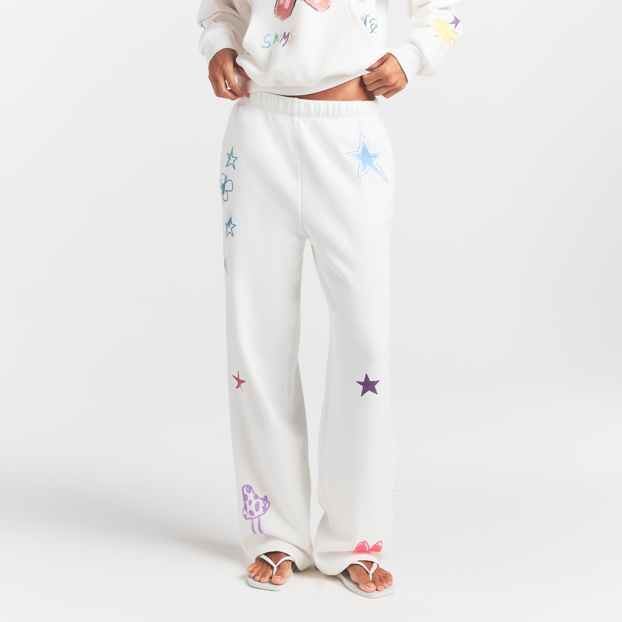 COTTON FLEECE CLASSIC STRAIGHT LEG PANT | MARBLE MULTI DOODLE PRINT