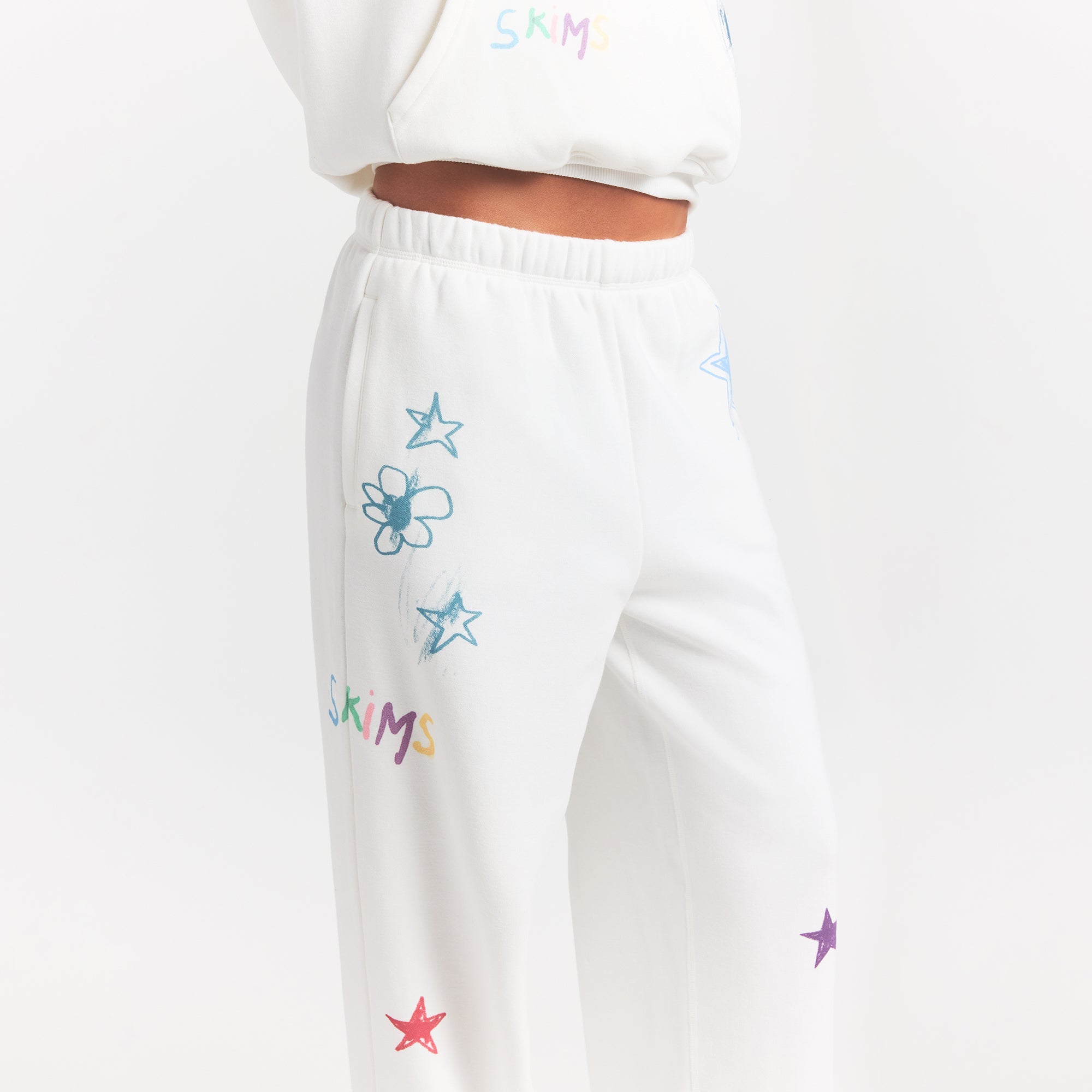 COTTON FLEECE CLASSIC STRAIGHT LEG PANT | MARBLE MULTI DOODLE PRINT