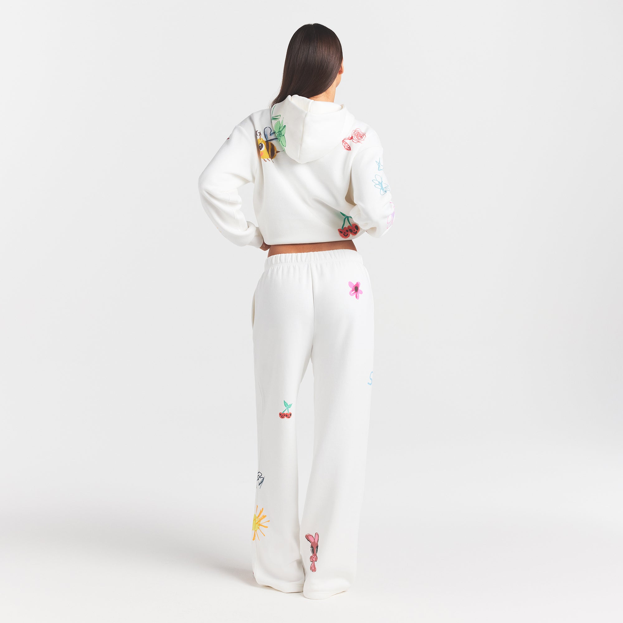 COTTON FLEECE CLASSIC STRAIGHT LEG PANT | MARBLE MULTI DOODLE PRINT
