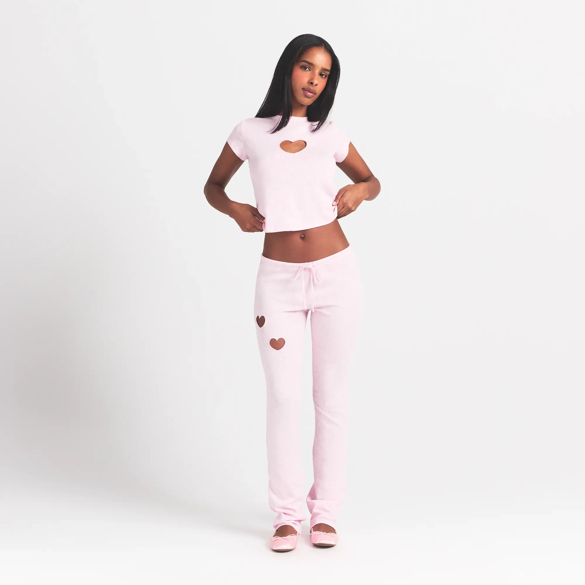 WORN IN JERSEY HEART STRAIGHT LEG PANT | BABY PINK