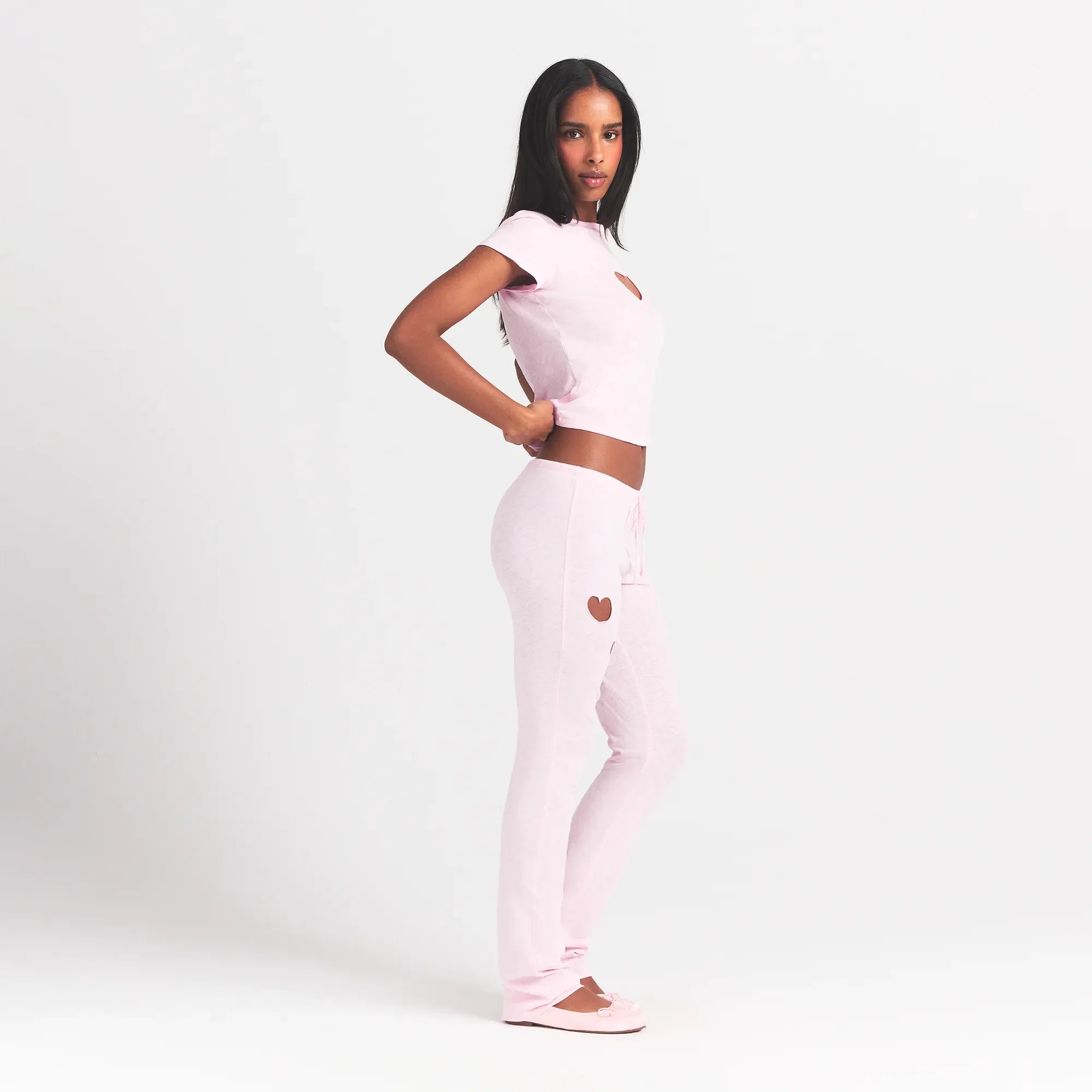 WORN IN JERSEY HEART STRAIGHT LEG PANT | BABY PINK
