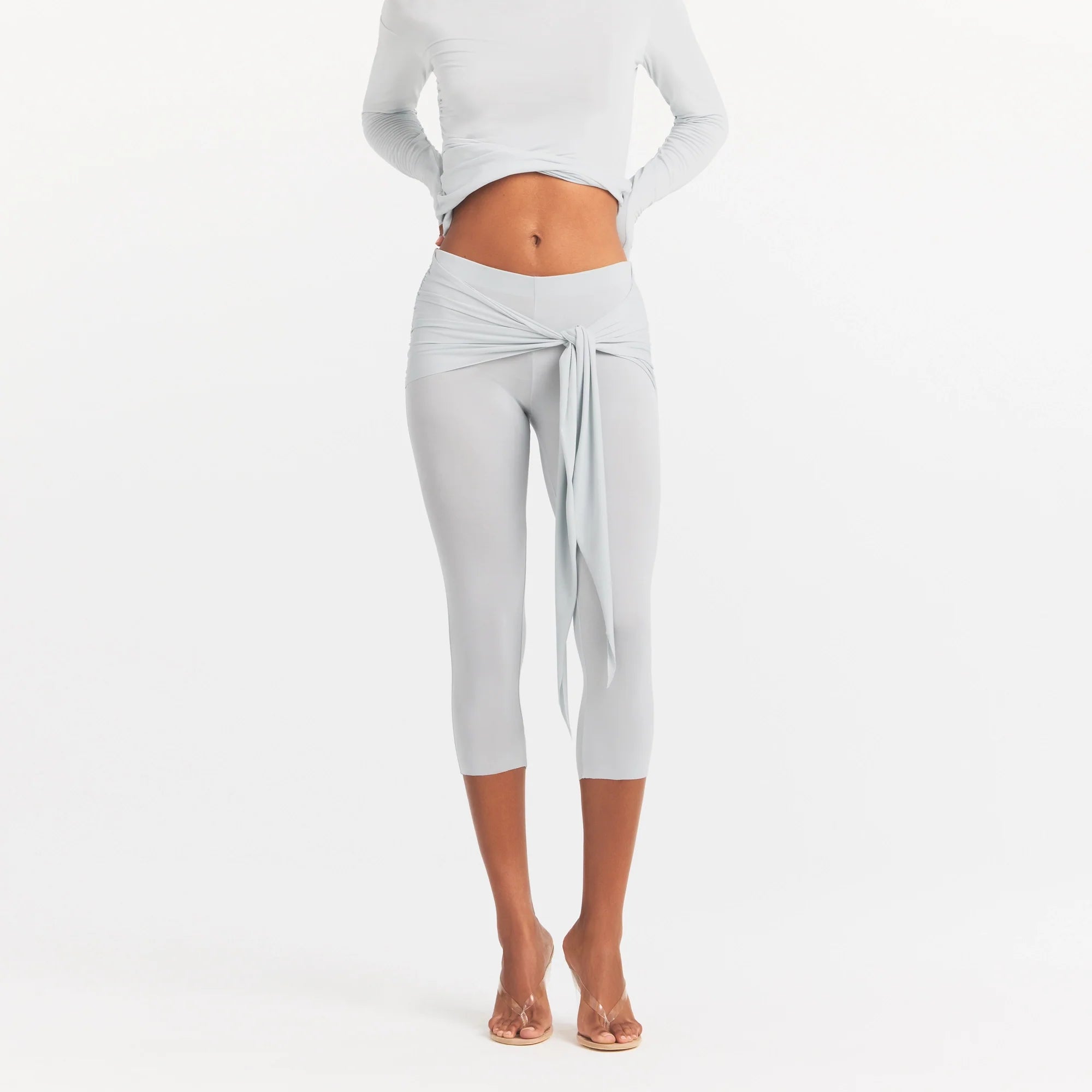 CUPRO JERSEY WRAP CAPRI | PEARL