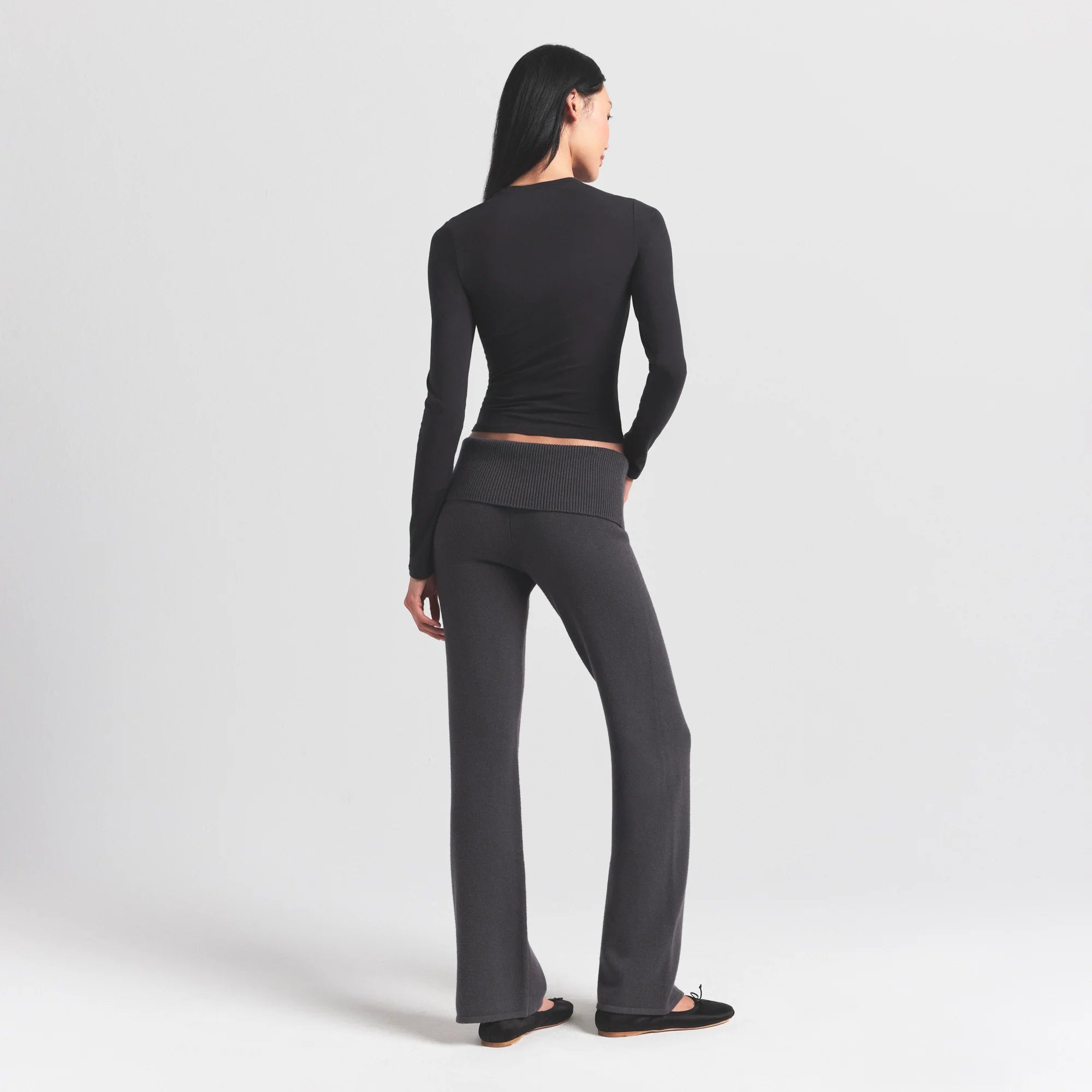 SWEATER KNITS FOLDOVER PANT | ASH