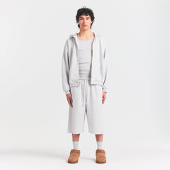 FLEECE LOUNGE MENS RELAXED LONG SHORT | LIGHT HEATHER GREY