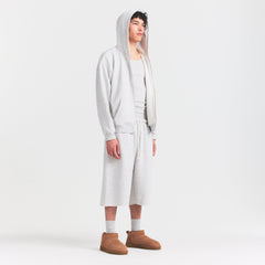 FLEECE LOUNGE MENS RELAXED LONG SHORT | LIGHT HEATHER GREY