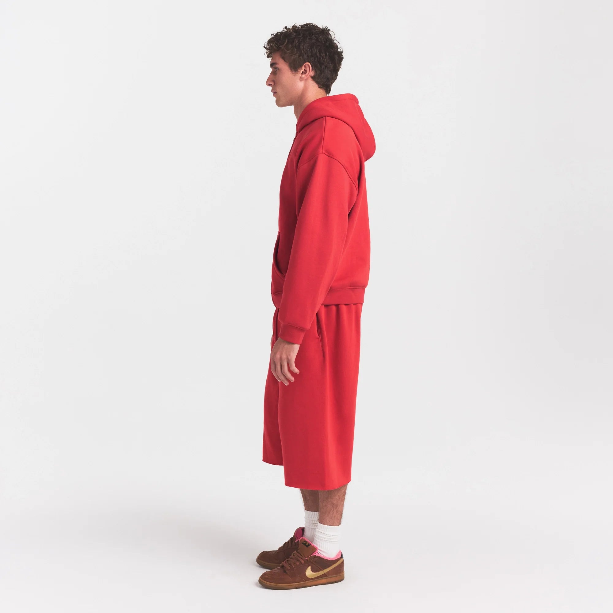 FLEECE LOUNGE MENS RELAXED LONG SHORT | WASHED RED