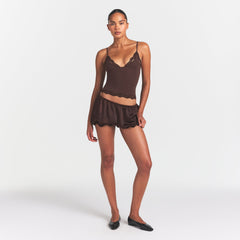 LIGHTWEIGHT SATIN BLOOMER SHORT | ESPRESSO