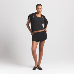 COTTON FLEECE BUBBLE HEM SHORT | ONYX