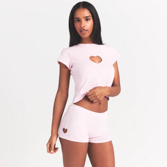 WORN IN JERSEY HEART MICRO SHORT | BABY PINK