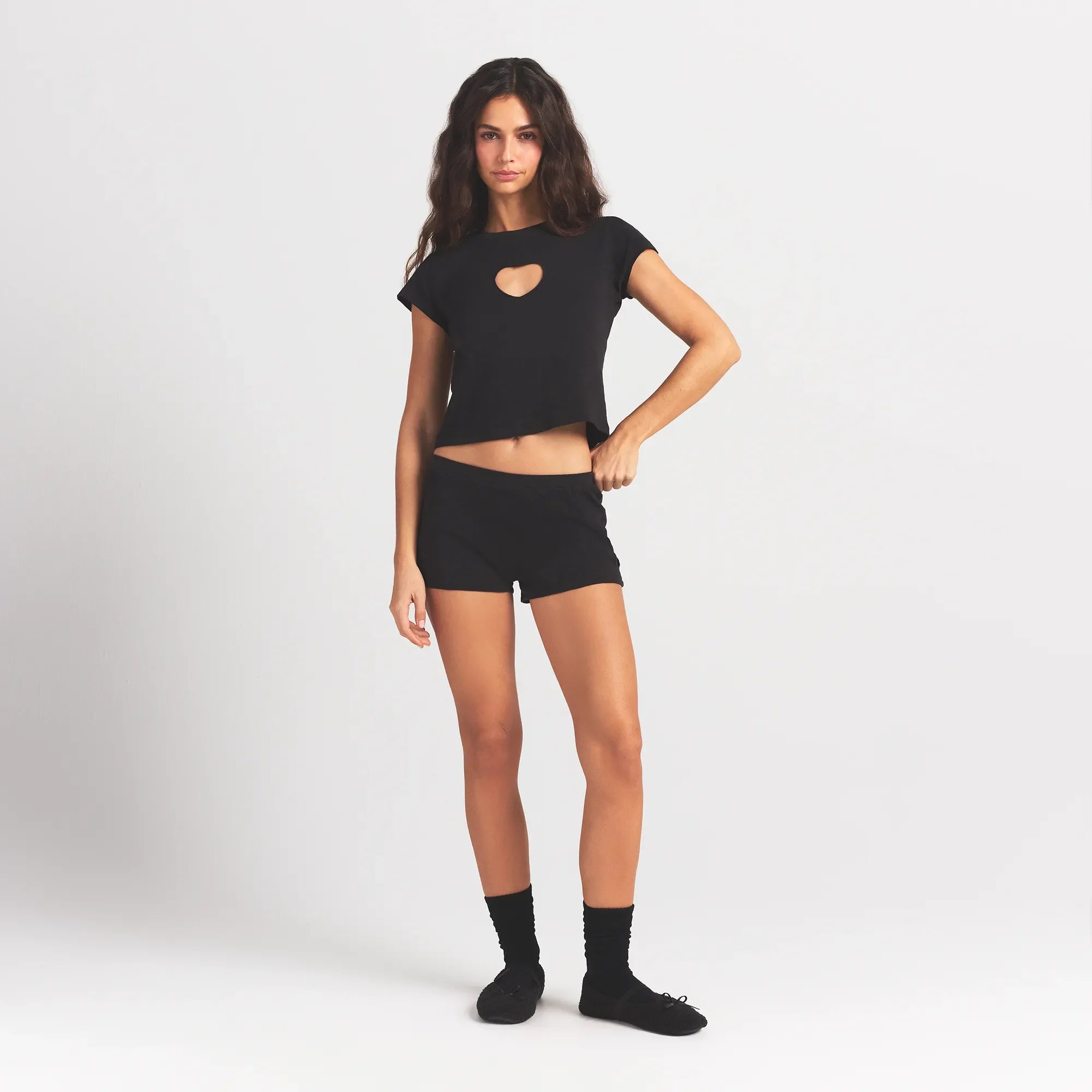 WORN IN JERSEY HEART MICRO SHORT | WASHED ONYX