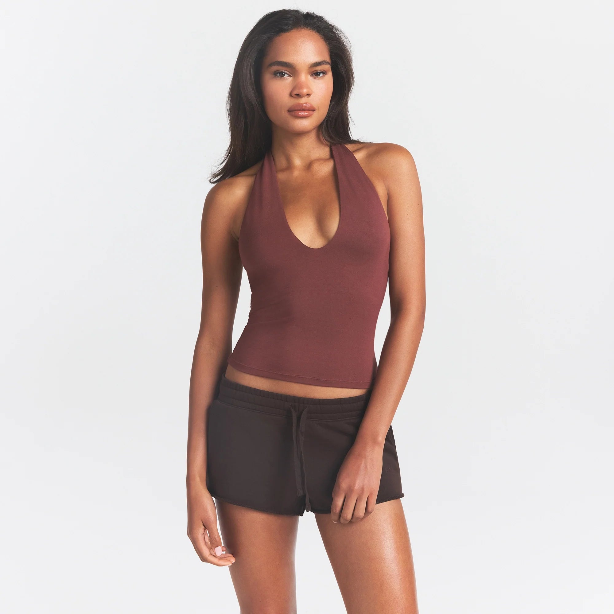 FRENCH TERRY RAW EDGE SHORT | ESPRESSO
