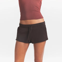 FRENCH TERRY RAW EDGE SHORT | ESPRESSO