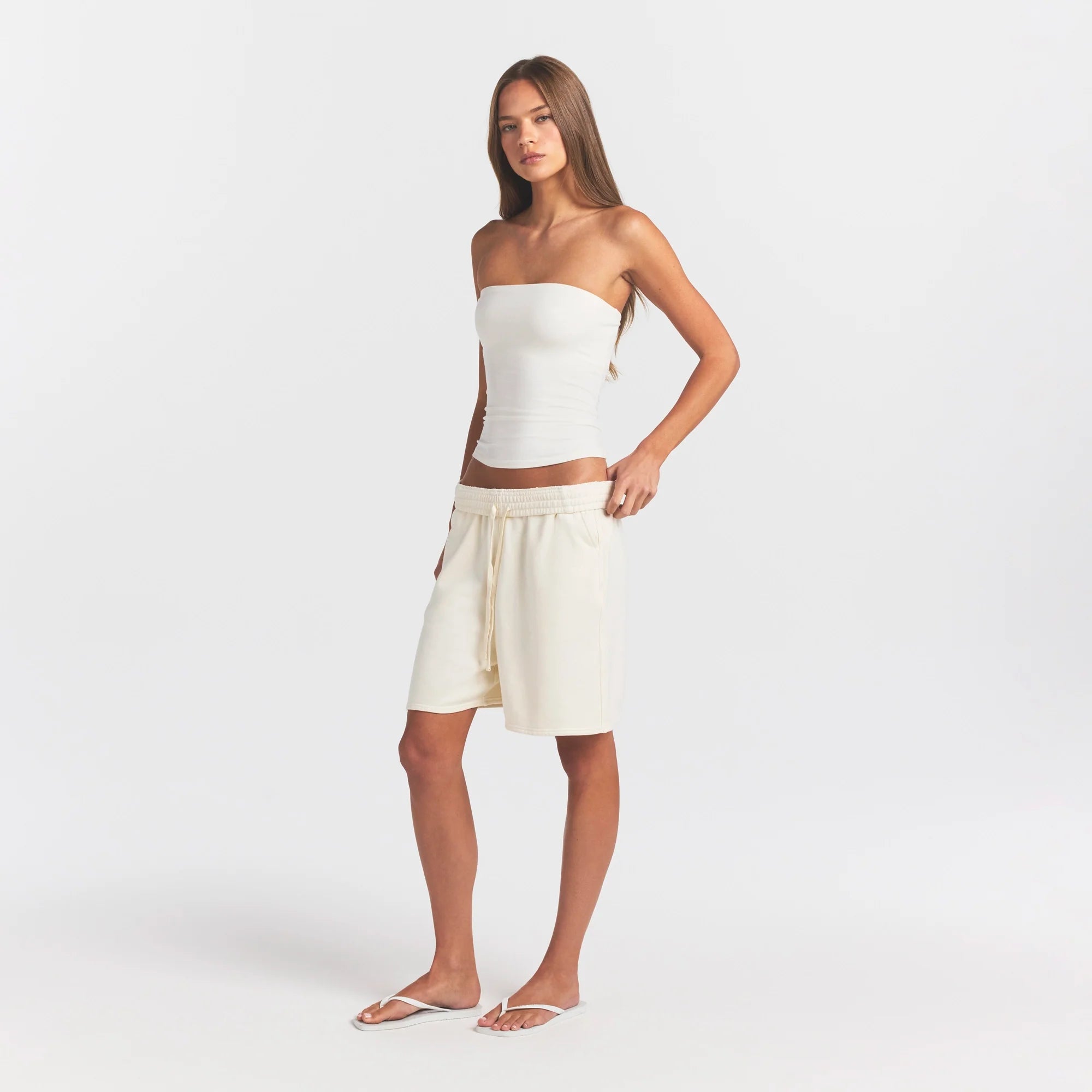 FRENCH TERRY LONG SHORT | ECRU
