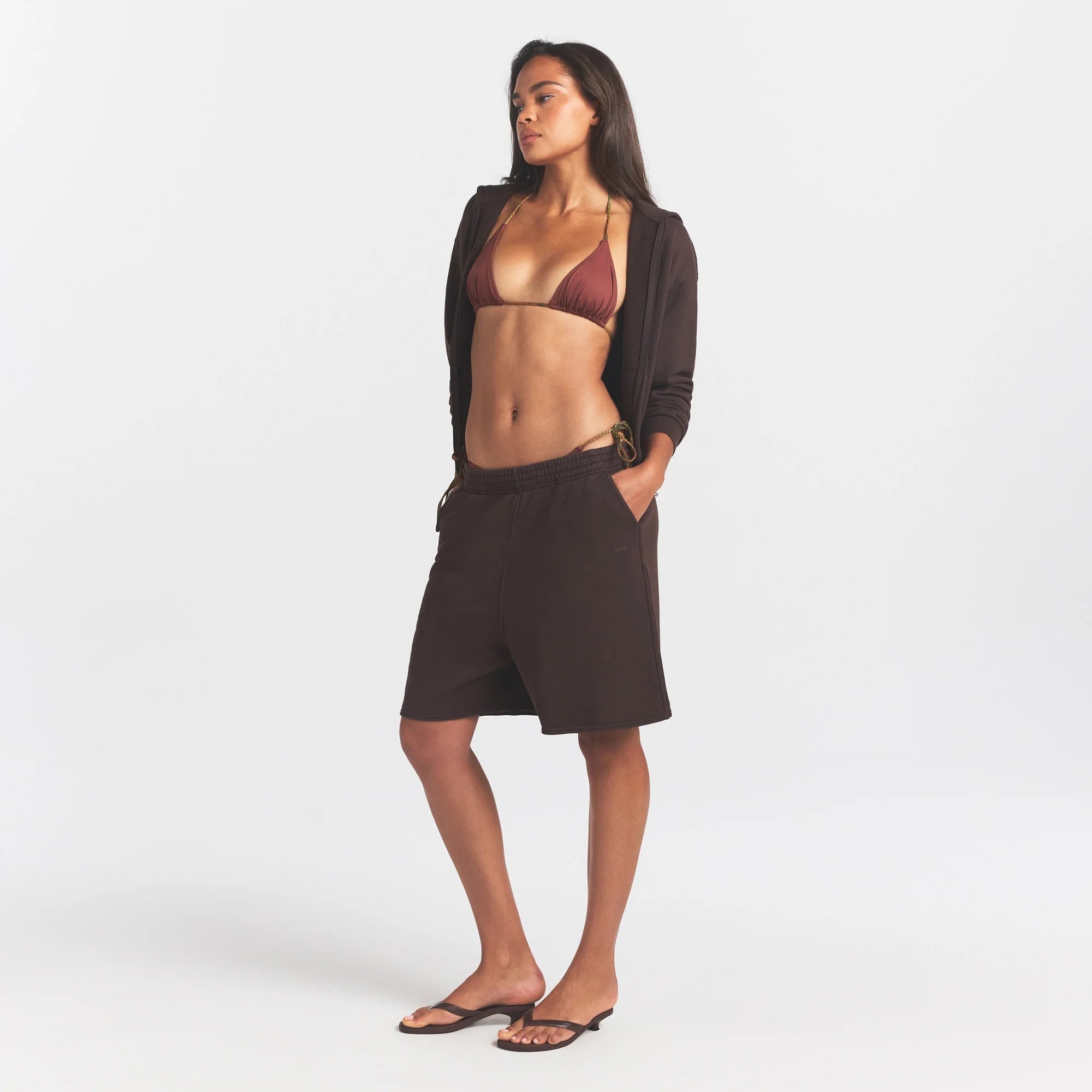 FRENCH TERRY LONG SHORT | ESPRESSO