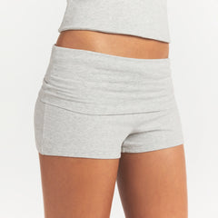 COTTON JERSEY FOLDOVER SHORT | LIGHT HEATHER GREY
