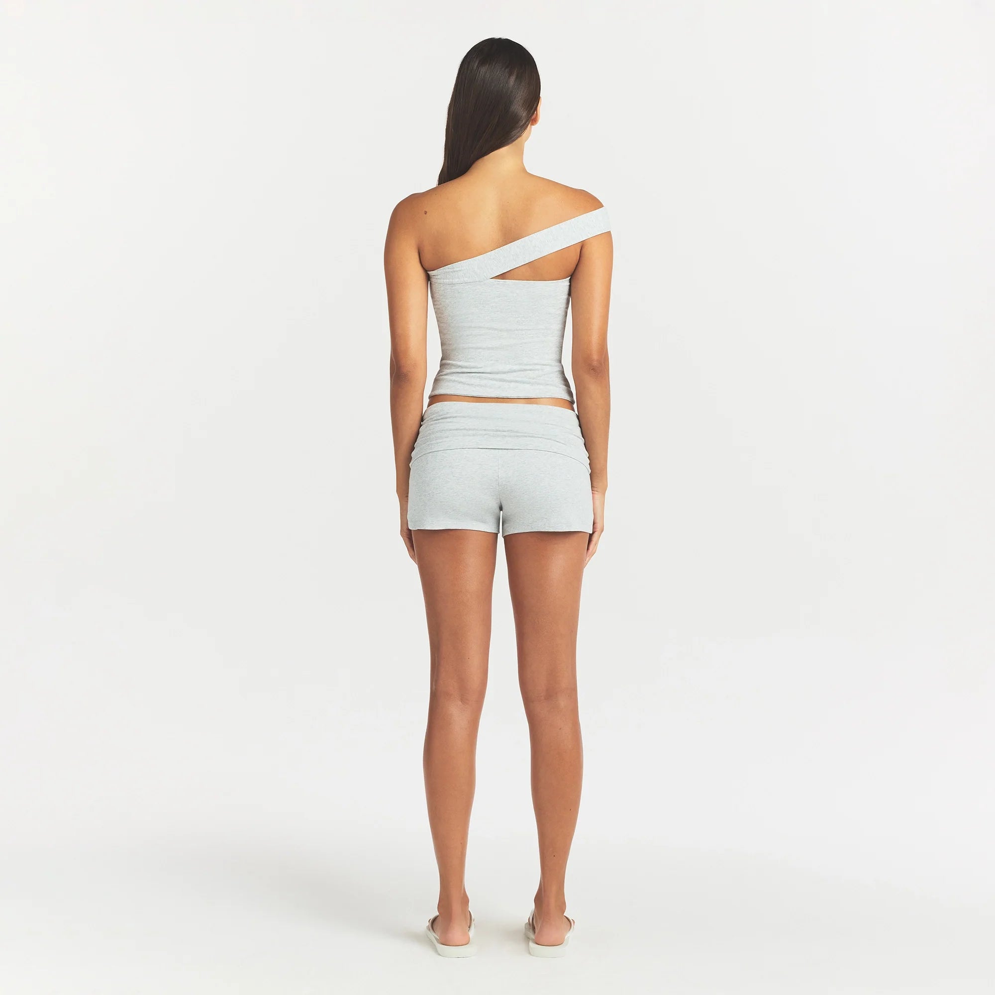 COTTON JERSEY FOLDOVER SHORT | LIGHT HEATHER GREY