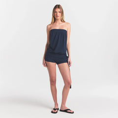 COTTON JERSEY FOLDOVER SHORT | NAVY
