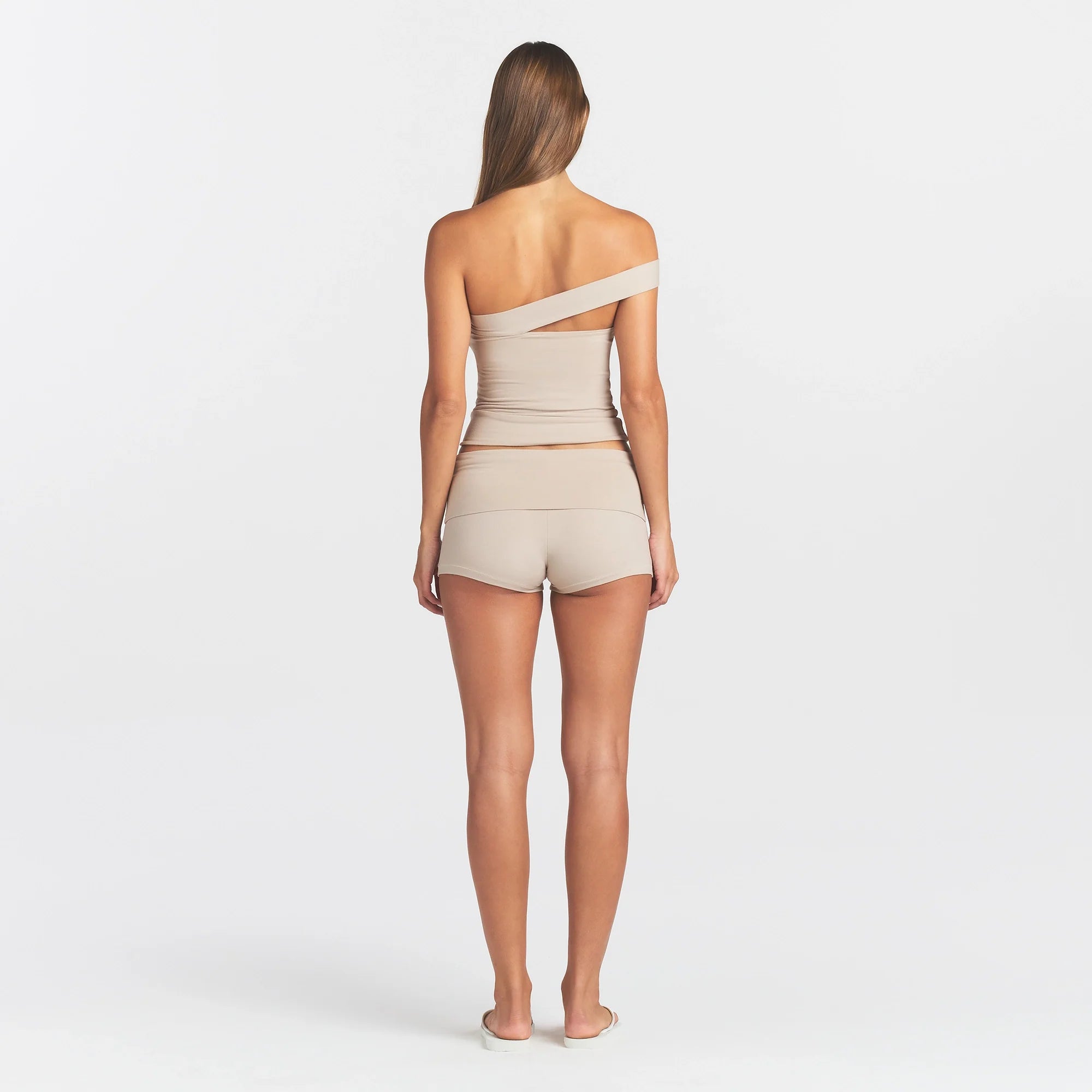 COTTON JERSEY FOLDOVER SHORT | STONE